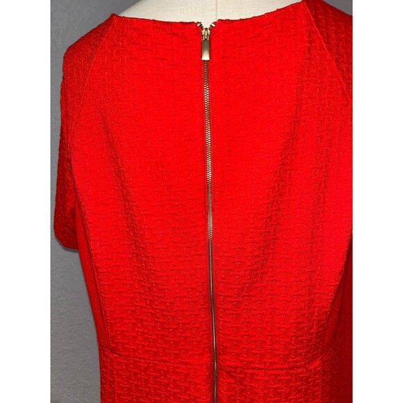 Talbots Women's Red Textured Knit Shift Dress size 18W Round Neck Short Sleeve - Picture 8 of 10